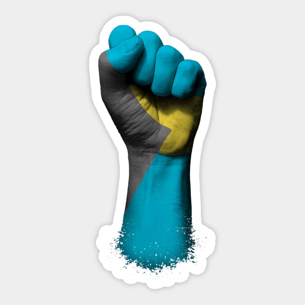 Flag of Bahamas on a Raised Clenched Fist Sticker by jeffbartels